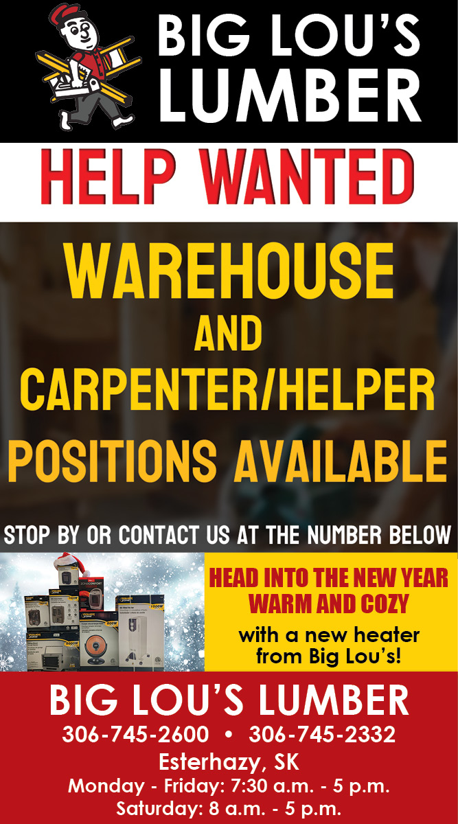 Big Lou's - Esterhazy, SK - Warehouse & Carpenter Helper Staff 